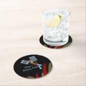 サマーカバスクックアウトパーク誕生日 ラウンドペーパーコースター (インサイチュ)