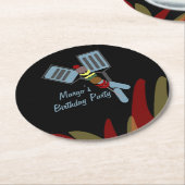 サマーカバスクックアウトパーク誕生日 ラウンドペーパーコースター (アングル)