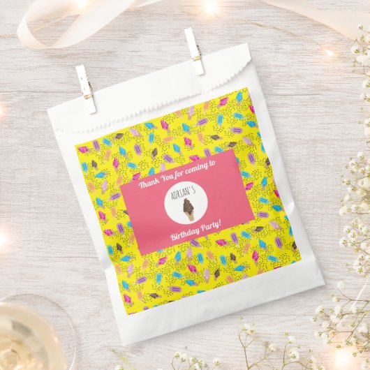 サマーカラフルアイスクリームアイスポップ誕生会 フェイバーバッグ (クリップ留めされた状態)