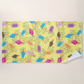 サマーカラフルアイスクリームアイスポップ ビーチタオル (正面)