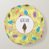 サマーカラフルアイスクリームアイスポップ ラウンドクッション (裏面)