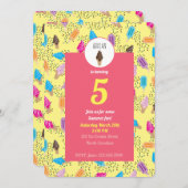 サマーカラフルアイスクリームパターン誕生日 招待状 (正面/裏面)
