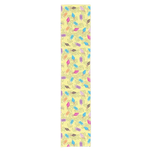 サマーカラフルアイスクリームパターン ショートテーブルランナー (正面)