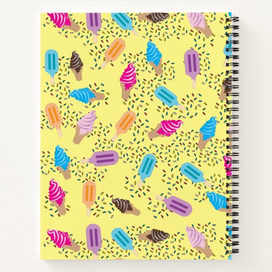 サマーカラフルアイスクリームパターン ノートブック (裏面)