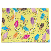 サマーカラフルアイスクリームパターン ラージペーパーバッグ (正面)