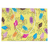 サマーカラフルアイスクリームパターン ラージペーパーバッグ (裏面)