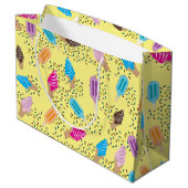 サマーカラフルアイスクリームパターン ラージペーパーバッグ (裏面アングル)