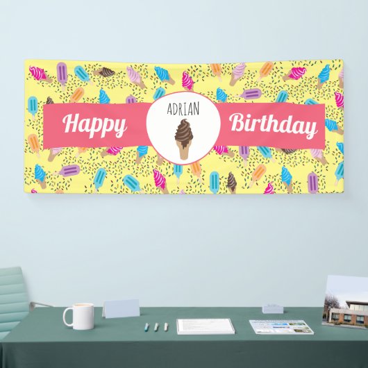 サマーカラフルアイスクリームパターン 横断幕 (トレードショー)