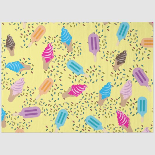 サマーカラフルアイスクリームパターン 薄葉紙 (正面)