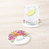 サマーカラフルガーデンフラワーズ名前をカスタムする コースター (側面)