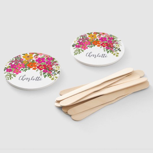 サマーカラフルガーデンフラワーズ名前をカスタムする ハンドファン (組立なし)