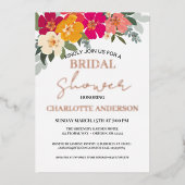 サマーカラフルガーデンフローラブライダルシャワー金ゴールド 箔招待状 (正面)