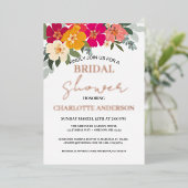 サマーカラフルガーデンフローラブライダルシャワー金ゴールド 箔招待状 (立ち正面)