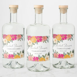サマーカラフルガーデンブライトフローラブライダルシャワー リキュールボトルラベル