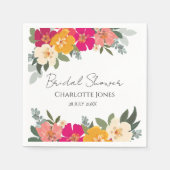 サマーカラフルガーデンブライトフローラ花嫁シャワー スタンダードカクテルナプキン (正面)