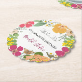 サマーカラフルガーデンブライトフローラ花嫁シャワー ペーパーコースター (アングル)