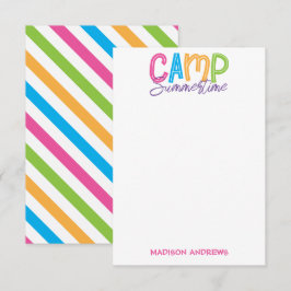 サマーカラフルキャンプノパーソナライズされたートカード サンキューカード