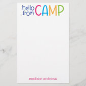 サマーカラフルキャンプ文パーソナライズされた具 便箋 (正面)