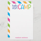 サマーカラフルキャンプ文パーソナライズされた具 便箋 (正面/裏面)