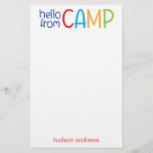 サマーカラフルキャンプ文パーソナライズされた具 便箋 (正面)