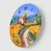 サマーカラフルサンフラワーズラプロヴァンスフランス ラージ壁時計 (傾斜)