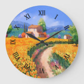 サマーカラフルサンフラワーズラプロヴァンスフランス ラージ壁時計 (正面)