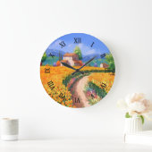 サマーカラフルサンフラワーズラプロヴァンスフランス ラージ壁時計 (ホーム)