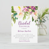 サマーカラフルパープルフローラブライダルシャワー 招待状 (スタンド正面)