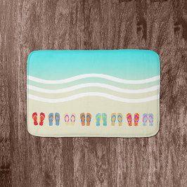 サマーカラフルビーチウェーブビーチサンダル バスマット
