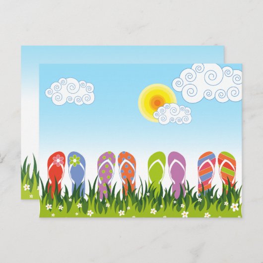 サマーカラフルビーチサンダルおもしろいインザサンガーデン ポストカード (正面/裏面)