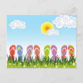 サマーカラフルビーチサンダルおもしろいインザサンガーデン ポストカード (正面)