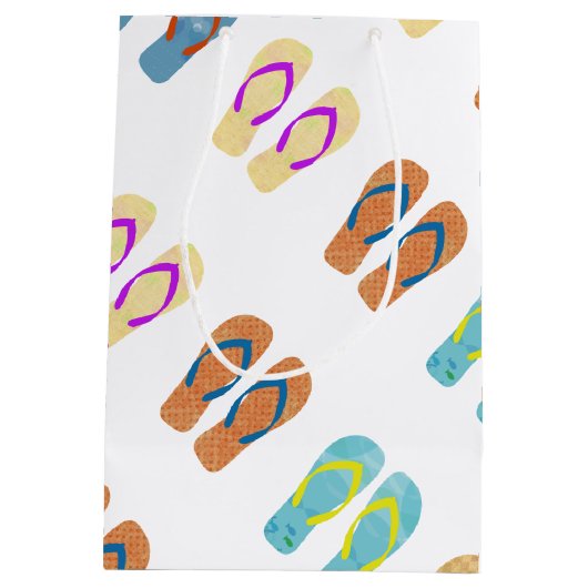 サマーカラフルビーチパーティービーチサンダル抱き枕 ミディアムペーパーバッグ (裏面)
