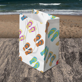 サマーカラフルビーチパーティービーチサンダル抱き枕 ミディアムペーパーバッグ