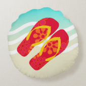 サマーカラフルビーチビーチサンダル装飾用クッション ラウンドクッション (裏面)