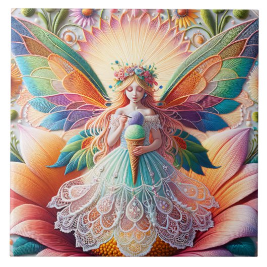 サマーカラフルフェアリーイラストレーション タイル (正面)