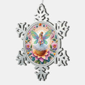 サマーカラフルフェアリー2イラストレーション スノーフレークピューターオーナメント (右)