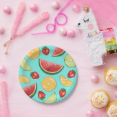 サマーカラフルフルーツスイカいちごライム ペーパープレート (パーティー)