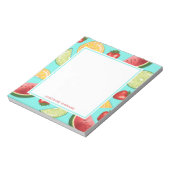 サマーカラフルフルーツOn Blueとカスタム文字 ノートパッド (回転)
