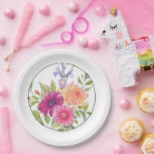 サマーカラフルフローラアートデイジー&アイリス ペーパープレート (パーティー)