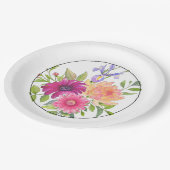 サマーカラフルフローラアートデイジー&アイリス ペーパープレート (アングル)