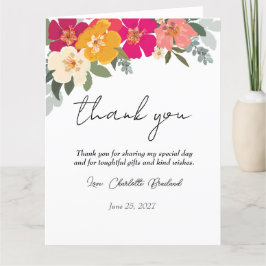 サマーカラフルフローラブライダルシャワーありがとう サンキューカード