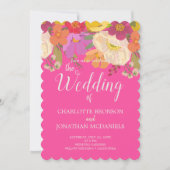 サマーカラフルフローラ庭園の結婚式 招待状 (正面)