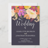 サマーカラフルフローラ庭園の結婚式 招待状 (正面)