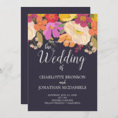 サマーカラフルフローラ庭園の結婚式 招待状 (正面/裏面)