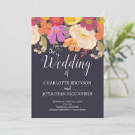 サマーカラフルフローラ庭園の結婚式 招待状