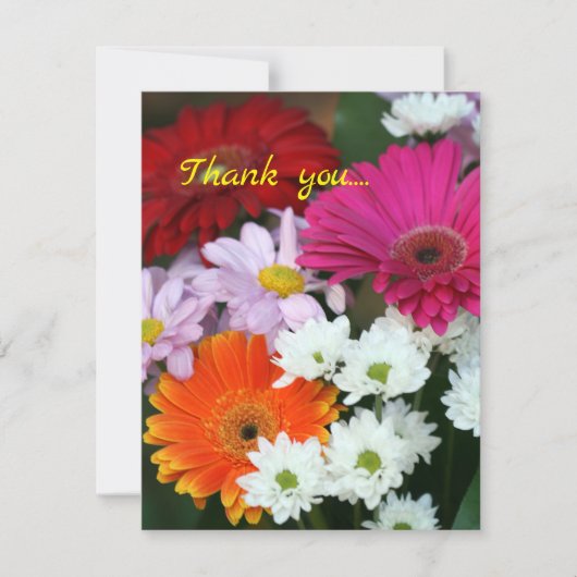 サマーカラフルブーケフラットサンキューカード サンキューカード (正面)
