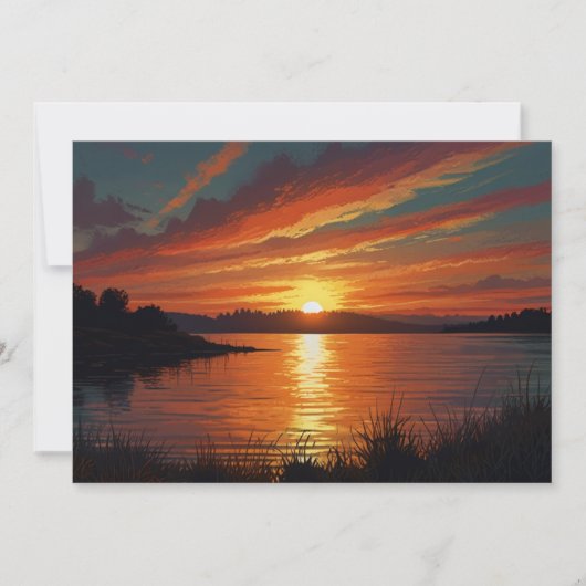 サマーカラフルレイクサンセットサンライズリフレクション シーズンカード (正面)