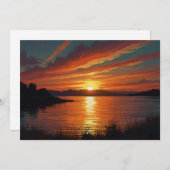 サマーカラフルレイクサンセットサンライズリフレクション シーズンカード (正面/裏面)