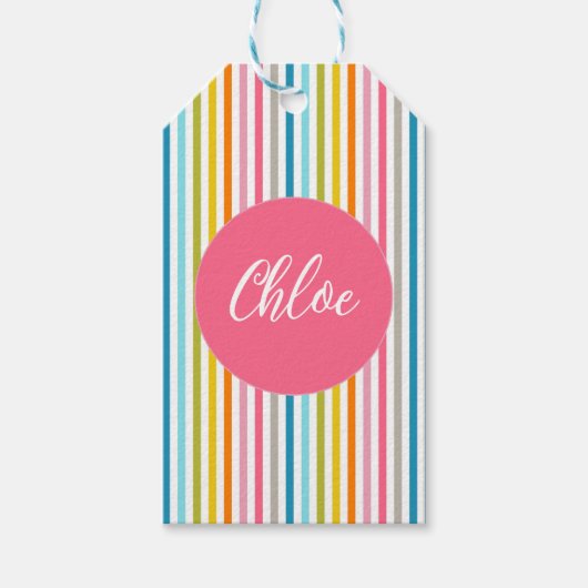 サマーカラフルレインボーストライプズ ギフトタグ (正面)