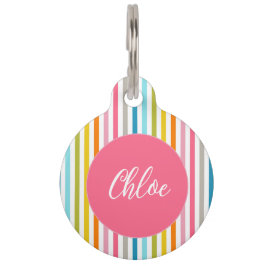 サマーカラフルレインボーストライプズ ペット　ネームタグ